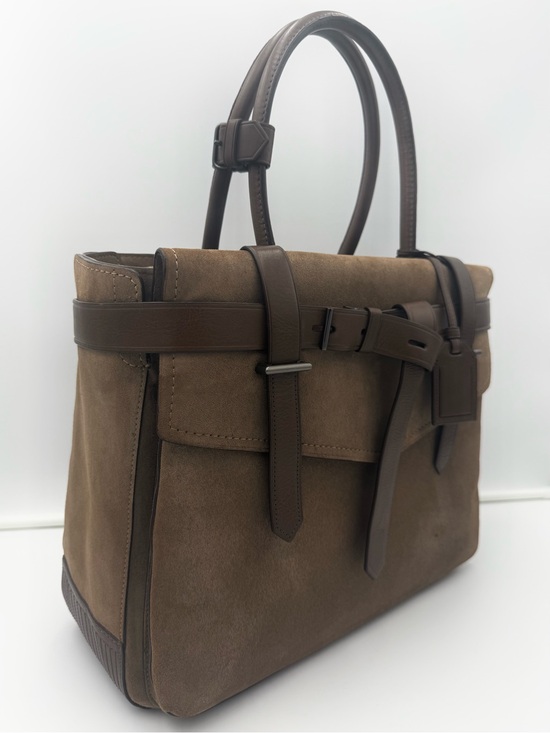 Reed Krakoff Handbags - REED KRAKOFF • Belted Shoulder BOXER 38 Bag in Brown Suede (COACH Luxury Brand)